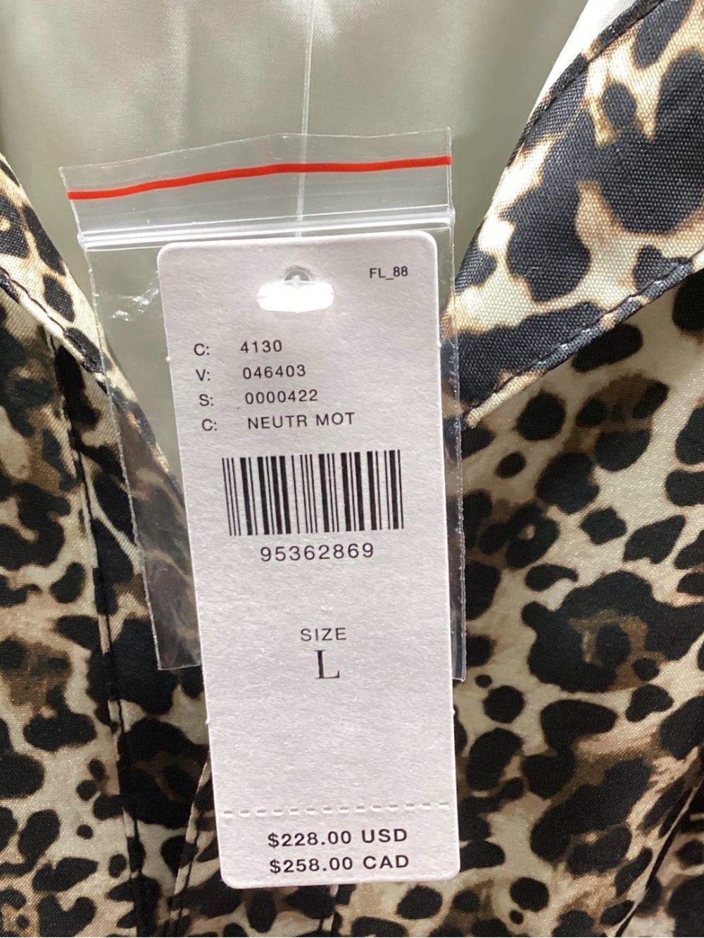 HUTCH Anthropologie Leopard Print Smocked Waist Long Sleeve Mini Dress Sz L - Picture 6 of 8